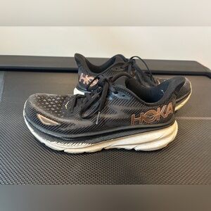 Hoka Black and Tan Athletic Shoes